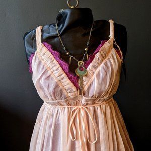 Romantic Pale Pink BabyDoll Dress Vintage M
